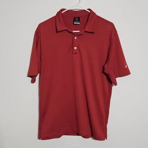 Nike‎ Mens Shirt Size M Golf Polo Solid Red Sphere Dry Short Sleeve Collared
